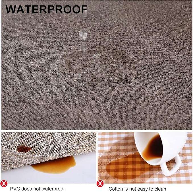 homing Faux Leather Heat Resistant Placemats 6 Packs, Waterproof Wipeable Dining PU Place Mats for Indoor & Outdoor, Easy to Clean, Brown