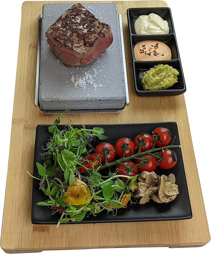Black Rock Grill Cooking Stone for Steak, Lava Stone Grill, Hot Steak on a Ston Cooking Set