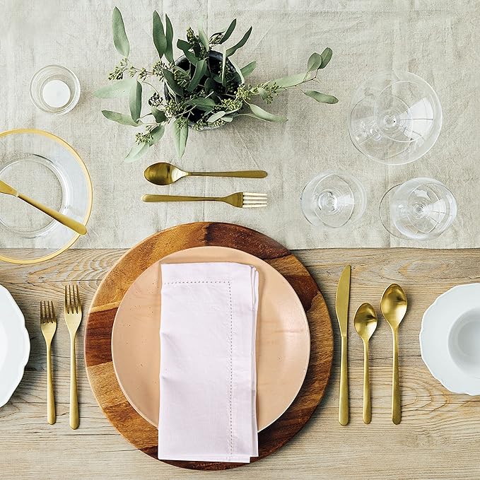 Hausattire Cloth Napkins 12 Pack 20x20 Inches Flax Cotton Washable and Reusable Table Dinner Napkins for Hotel, Restaurant, Weddings,Parties| Absorbent Cloth Napkins Thanksgiving Decor|White