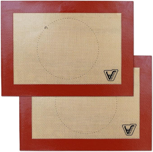 Silicone Baking Mat for Toaster Oven - Set of 2 mats (Size 7 7/8" x 10 13/16") - Non Stick Silicon Liners for Sheets, Trays & Pans - Pizza/Hot Dog/Sandwich/Cookie Making - Professional Grade