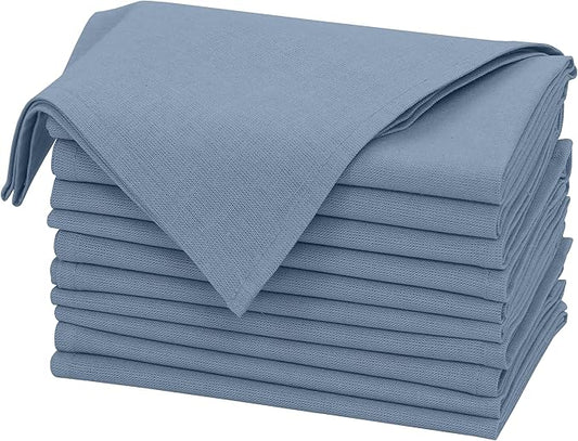 Ruvanti Linen Napkins Set of 12, 18x18 Cloth Napkins, Cotton Linen Blend Napkins Cloth Washable, Soft, Reusable Dinner Napkins for Wedding, Parties, Christmas, Thanksgiving, Everyday Use - Grey
