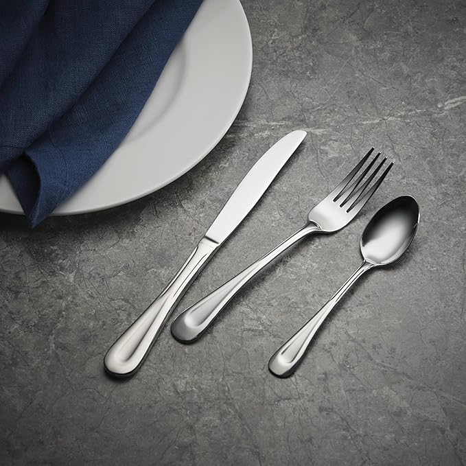 Oneida Satin Sand Dune Everyday Dinner Forks, Set of 4, 18/0 Stainless Steel, Silverware Set, Dishwasher Safe