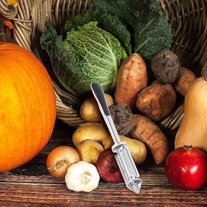 Unomor Zinc Alloy Vegetable Peeler Double-sided Dual-blade Kitchen Gadget for Efficient Peeling of Fruits Potatoes and Vegetables Multi-functional Household Tool