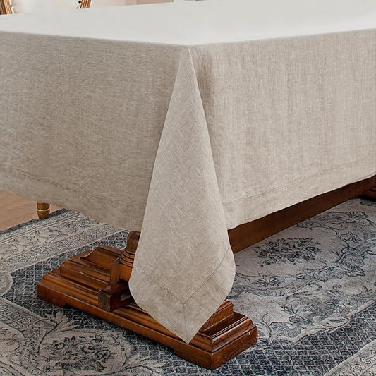 Linen World Linen Tablecloth, 100% French Linen Natural Tablecloth 72" x 72" Inch, Washable Square Tablecloth for Dining, Outdoor, Weddings and Restaurants, Decorative Valentine Easter