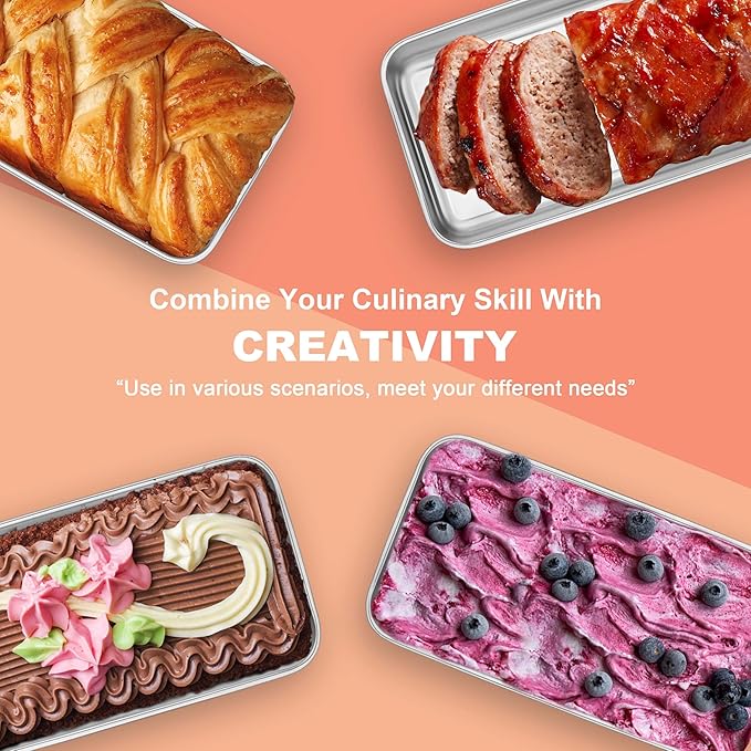 Herogo 9 x 5 Inch Loaf Pans Set of 3, Rectangle Bread Loaf Pans for Baking Bread Homemade Meatloaf, Banana, Brownies, Lasagnas, Oven & Dishwasher Safe