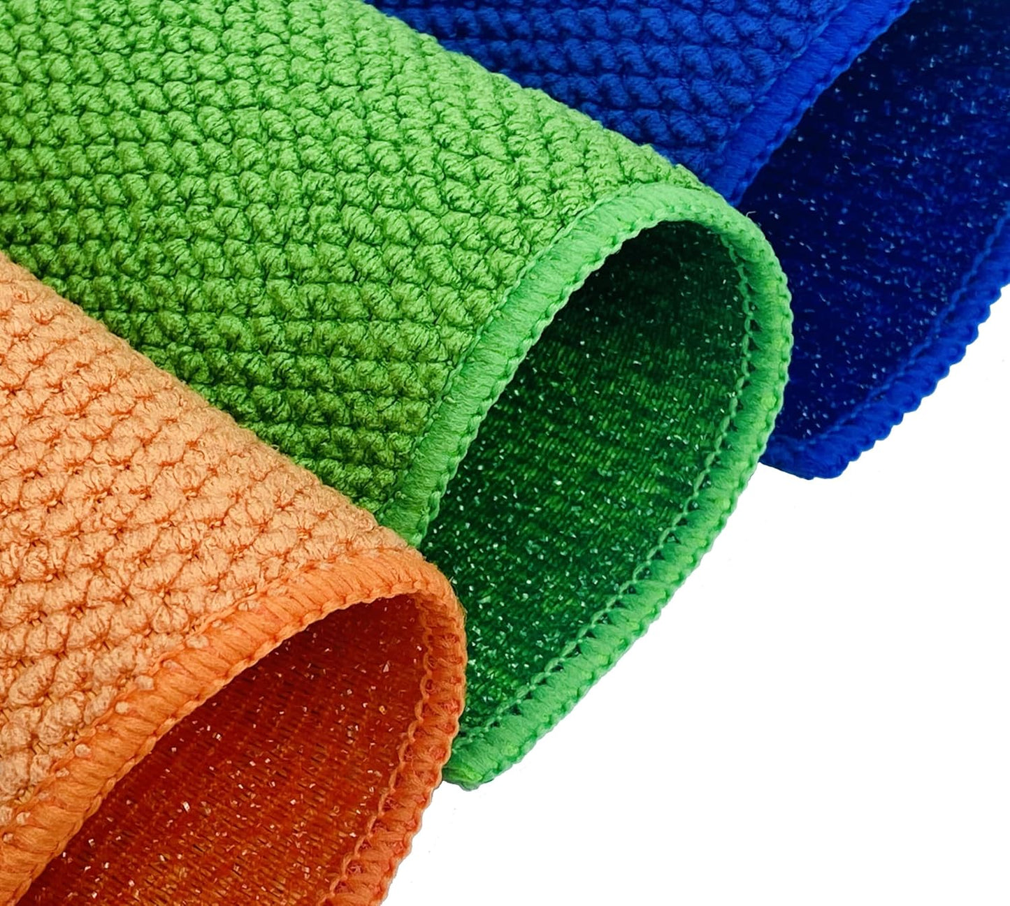 15 Pack Microfiber Scrub Dish Cleaning Cloth, Non-Scratch, Reusable & Durable for Pan Pot Dish Cooktop Stovetop Counter Kitchen Household, Machine Washable, 6 x 6 Inch, Orange, Blue & Green Assorted