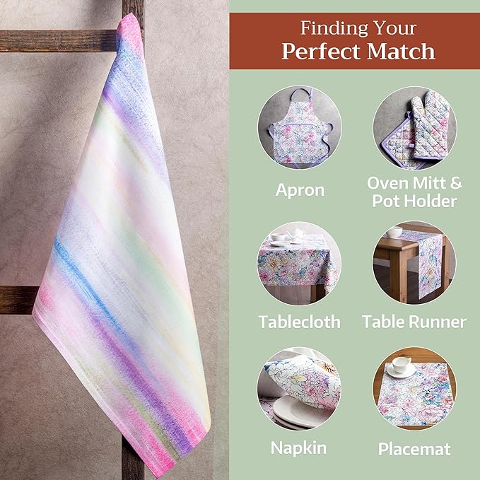 Maison d' Hermine Kitchen Towels Set of 3 100% Cotton 27.50" x 20" Reusable Cloth Tea Dish Towels Absorbent with Hanging Loop for Kitchen, Home, Dining, Cocktail Parties Spring/Summer (Floral Love)