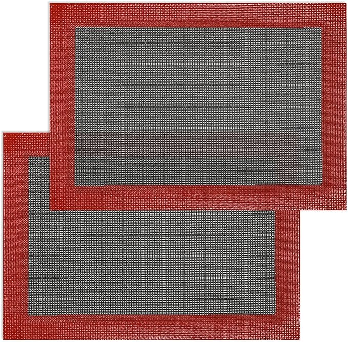 Perforated Silicone Baking Mats for Quarter Sheet, 2 Pcs Non-Stick Eclair Baking Mats for 9x13 Cookie Sheet, Reusable Baking Sheet Liners Compatible with Nordic Ware Naturals Quarter Sheet