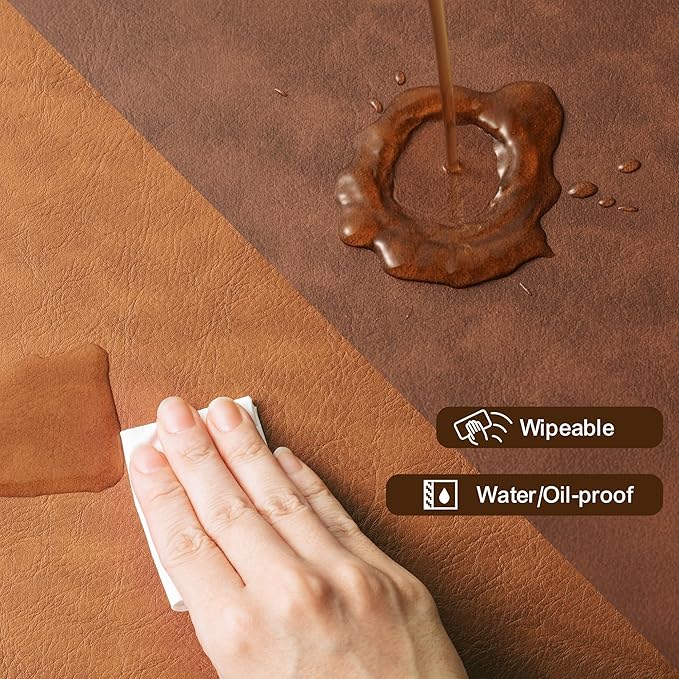 DOLOPL Thanksgiving Placemats Set of 12 Reversible Dual-Color Table Placemats – Heat Resistant Wipeable & Washable Place Mats, Luxury Faux Leather Table Mats for Table Decor(Reddish Brown & Brown)