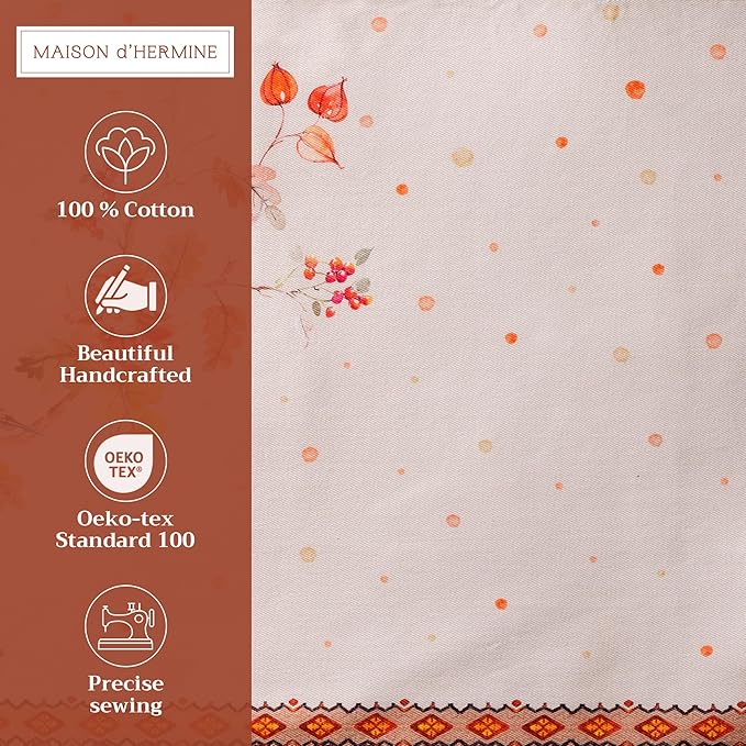 Maison d' Hermine Placemats Set of 4 100% Cotton Washable Cloth Place Mats, Reusable Table Mats for Thanksgiving Christmas Decorations Kitchen Dining Party Wedding (Kelim - Prairie, 13" x 19")