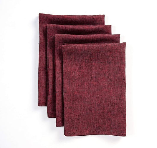 Solino Home Linen Napkins Set of 4 - 100% Pure Linen Red Garnet Dinner Napkins Cloth 20 x 20 Inch for Fall, Autumn, Thanksgiving, Christmas, Holiday, Winter - Athena, Handcrafted and Machine Washable