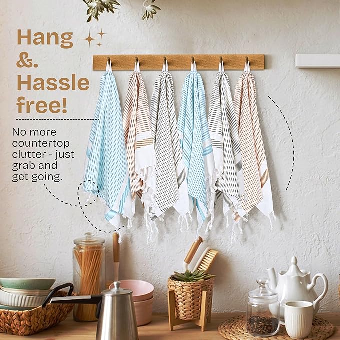 Multi Color Kitchen Towels 16x26 Inch, 12 Pack, 100% Cotton, Ultra Absorbent, Fast Dry, Machine Washable, Drying Dishes, Cleaning, Everyday Use - Aqua Blue, Beige, Ash Grey