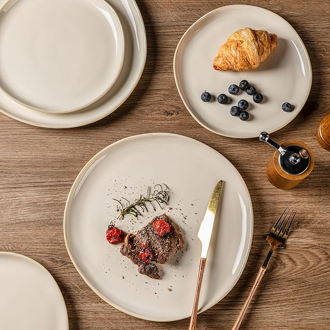 AmorArc Ceramic Dinnerware Sets,Handmade Reactive Glaze Stoneware Plates and Bowls Sets,Highly Chip and Crack Resistant | Dishwasher & Microwave Safe Dishes Set,Service for 6 (18pc)