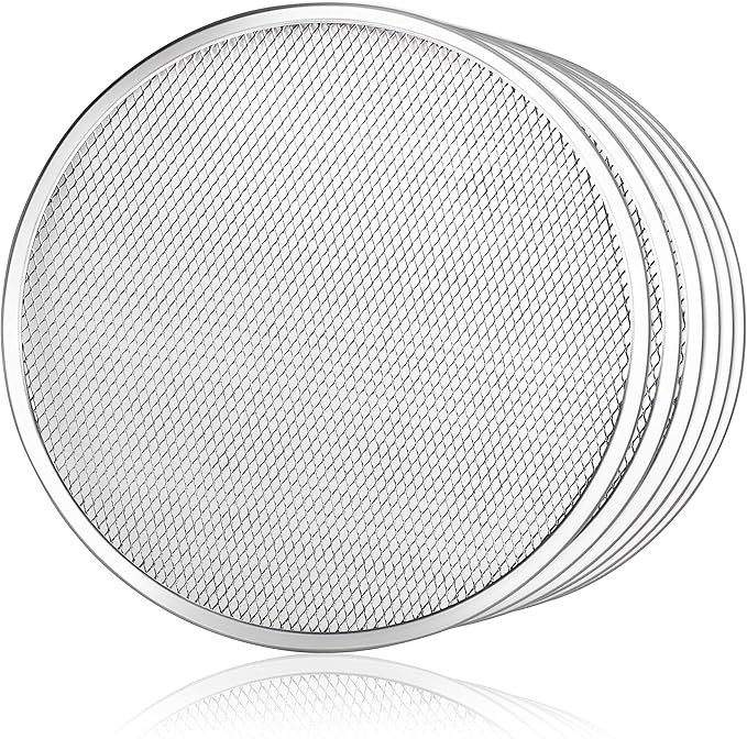 New Star Foodservice 50981 Restaurant-Grade Aluminum Pizza Baking Screen, Seamless, 18-Inch, Pack of 6