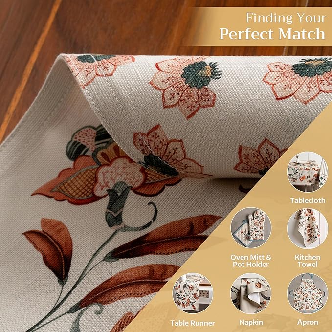 Maison d' Hermine Placemats Set of 4 100% Cotton Washable Cloth Place Mats, Reusable Table Mats for Thanksgiving Christmas Decorations Kitchen Dining Party Wedding Restaurant (Dalida, 13" x 19")