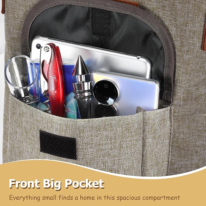 Tirrinia 2 Bottle Wine Gift Tote Carrier - Leakproof & Insulated with large pockets Wine Cooler Bag for Travel, Wine Tasting, Party, Dinner, Great Gift for Wine Lover