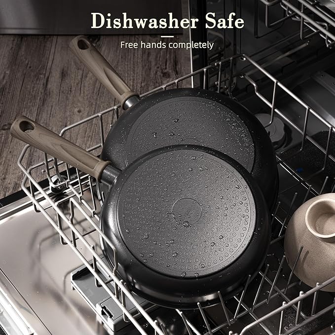 Astercook 19 Pcs Pots and Pans Set Non Stick, Black Titanium Induction Kitchen Cookware Sets, Non toxic Healthy Non Stick Kitchen Cooking Set with Frying Pans Set, PFAS PTFE PFOA PFOS Free