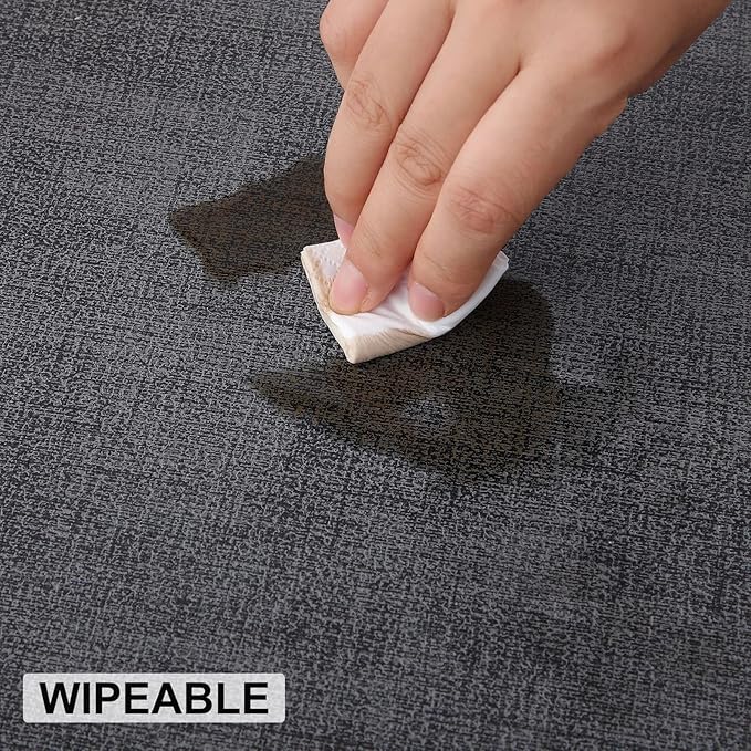 homing Faux Leather Heat Resistant Placemats 12 Packs, Waterproof Wipeable Dining PU Place Mats for Indoor & Outdoor, Easy to Clean, Charcoal