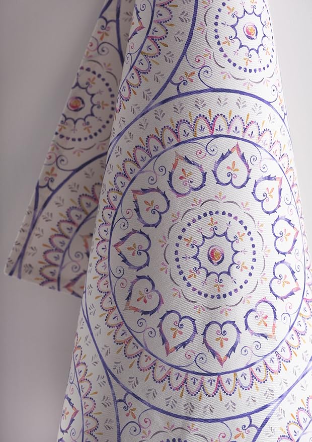 Maison d' Hermine Kitchen Towels Set of 3 100% Cotton 27.50" x 20" Reusable Cloth Tea Dish Towels Absorbent with Hanging Loop for Kitchen, Home, Dining, Cocktail Parties Spring/Summer (Mandala)