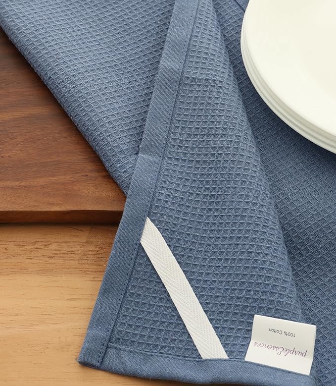 PurpleEssences Waffle Weave Kitchen Towel, 100% Cotton 15x25 Inches, with Hanging Loop Soft Absorbent Quick Drying Dish Cloth, Tea and Hand Towels, 6 Pack - Christmas Holiday Winter - Smoky Grey