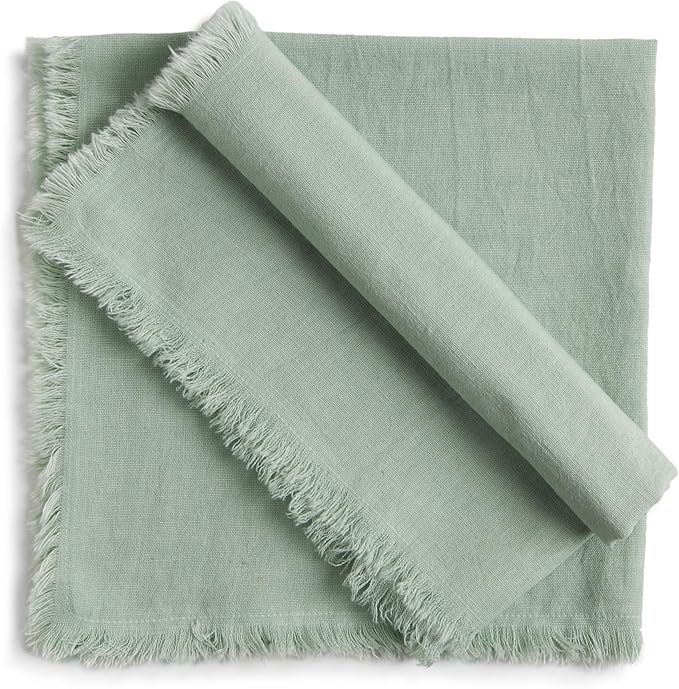ACCENTHOME Teal Cotton Linen Napkin Set of 12 18x18 inch Dinner Napkins - Washable Soft Premium Hotel Quality Reusable Napkins Perfect Table Napkins for Family Dinners, Weddings & Everyday Use