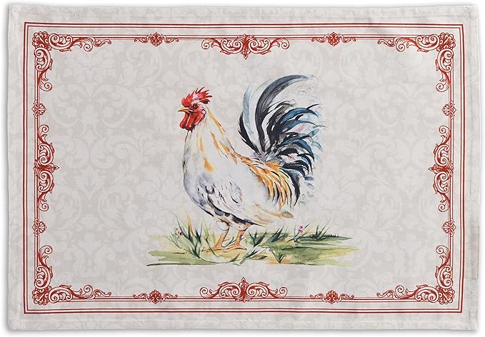 Maison d' Hermine Placemats Set of 2 100% Cotton Washable Cloth Place Mats, Reusable Table Mats for Kitchen Dining Decoration, Party, Wedding, Restaurant Spring/Summer (Campagne, 13" x 19")