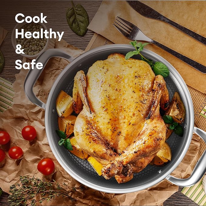 COOKER KING Stainless Steel Stockpot, 5 Quart Pot, Stock Pot with Glass Lid for Soup Pasta Vegetable, Induction Cooking Pot for All Stoves, Oven & Dishwasher Safe