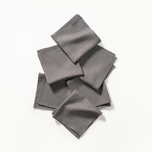 Linen Dinner Napkins 18 x 18 Inch - 100% Flax Linen Napkins - Stone Washed Pure Linen Cloth Napkins (Ash Grey, 18" x 18"(Set of 6))