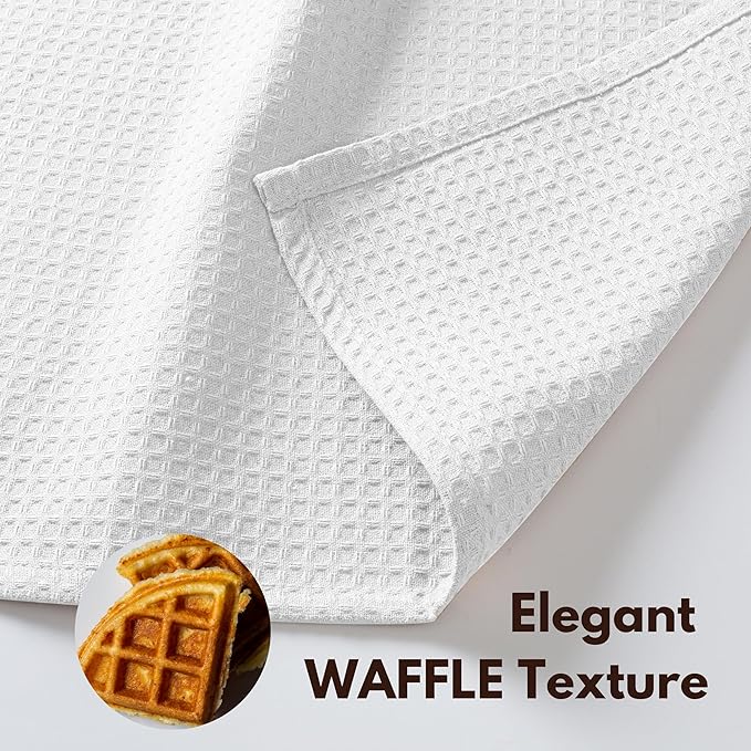 Native Fab Waffle 12 Pack Dish Cloths - 100% Cotton, Soft, Absorbent, Quick Drying, Washable Towels for All Cleaning, Cooking & Baking - Ideal for Home, BBQ, Hotels, Bars - 12x12 Inches - White