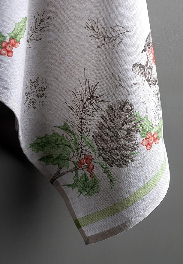 Maison d' Hermine Kitchen Towels Set of 3 100% Cotton 20" x 27.5" Reusable Cloth Tea Dish Towels Absorbent with Hanging Loop for Kitchen Dining Thanksgiving Christmas Decorations (Christmas Dew)