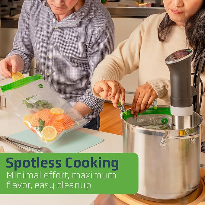 SOUSVIDE ART Sous Vide Cooker Kit - 1000W Immersion Circulator - 15 Vacuum Bags, Pump, Digital Timer and Temperature Control; Complete Sous Vide Machine Cooking Kit for Home Chefs and Beginners