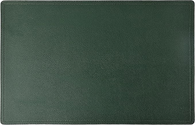 Set of 6 Faux Leather Placemats, PU Table Mats, Waterproof, Stain Resistant, Heat Resistant, Easy to Clean for Kitchen Dining Table,Conference Table C Green Rectangle