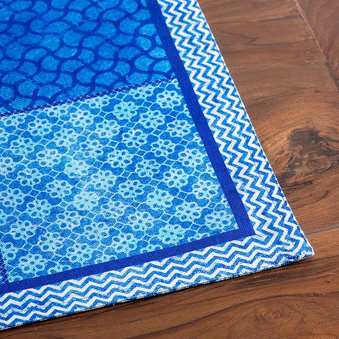 Maison d' Hermine Placemats Set of 4 100% Cotton Washable Cloth Place Mats, Reusable Table Mats for Kitchen Dining Decoration, Party, Wedding, Restaurant Spring/Summer (Indigo Love, 13" x 19")