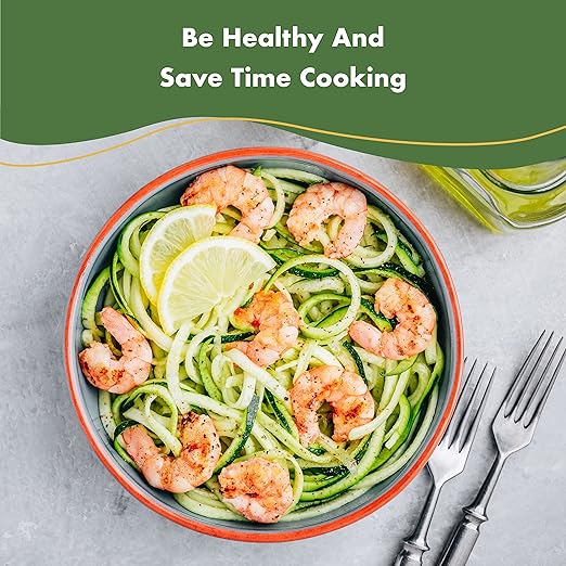 Homarden Stainless Steel Vegetable Spiralizer - 5 Blade Zucchini Noodle Maker - Industrial Quality Vegetable Slicer for Veggies, Salad Chopper, Potato Cutter, Zoodle Maker, 9 x 3.5 x 4.8 Inches