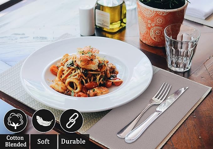 Ruvanti Cloth Napkins Set of 12, 18x18 Inch, Soft & Absorbent Cotton Enrich Dinner Napkins for Hotel, Wedding Parties, Napkins Everyday - Coffee Grey