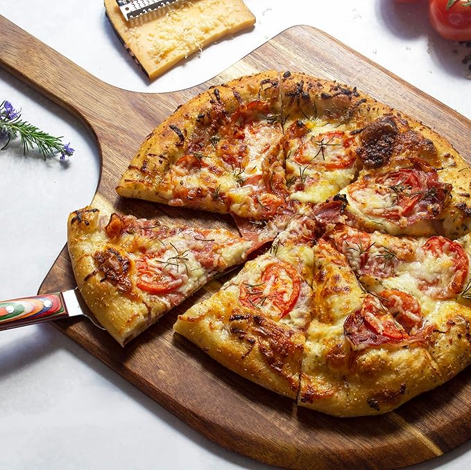 Totally Bamboo Rock & Branch Acacia Wood Pizza Peel, 13.75 Inch Wooden Pizza Paddle with Handle, Great for the Oven and Grill