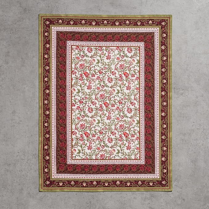 Maison d' Hermine Kitchen Towels Set of 3 100% Cotton 20" x 27.5" Reusable Cloth Tea Dish Towels Absorbent with Hanging Loop for Kitchen Dining Thanksgiving Christmas Decorations (Reveillon Au Jardin)