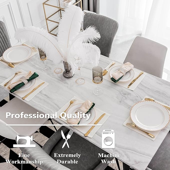 Home Brilliant Place Mats Indoor Set of 6 Cloth Place Mat Heat Resistant Dining Table Place Mats for Kitchen Table, 13 x 19 inches, Cream