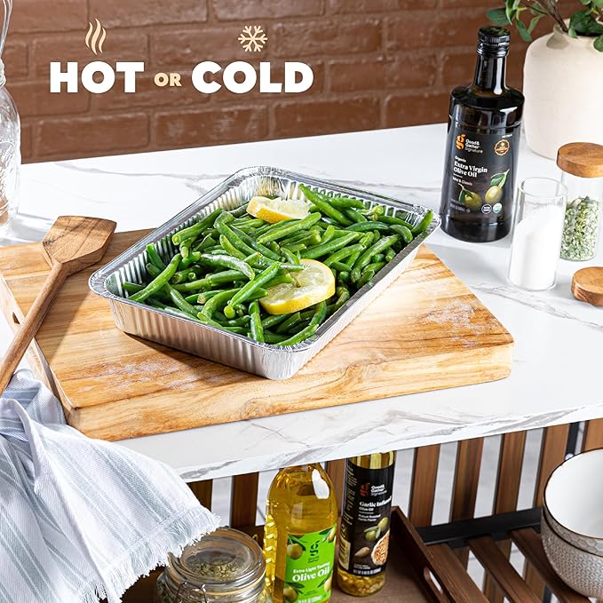 PLASTICPRO 10 Pack Aluminum Pans 12.5'' x 9" Disposable Pans with Covers Heavy Duty 4 lb Foil Pans for Baking and Cooking