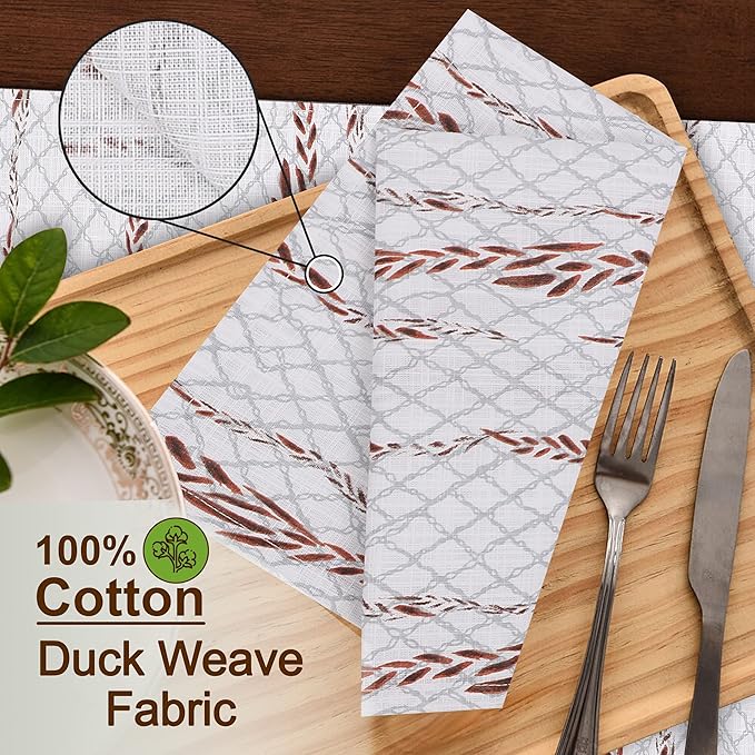 RUVANTI Cloth Napkins Set of 6 Cotton 100%, 18x18 Inches Napkins Cloth Washable, Soft, Absorbent. Cotton Napkins for Parties, Christmas, Thanksgiving, Weddings, Dinner Napkins Cloth - Wheatable