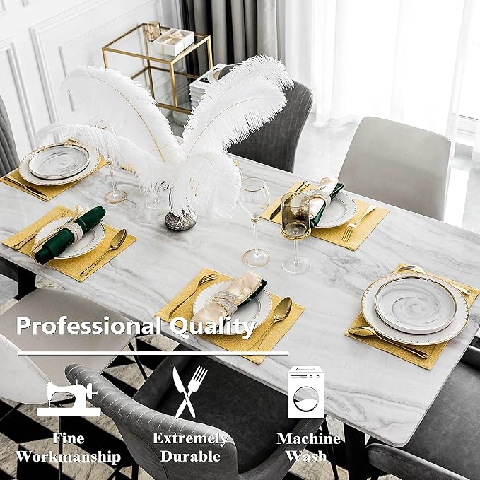 Home Brilliant Dining Placemats Set of 6 Heat Resistant Dining Table Place Mats for Kitchen Table for Placemats Decoration for Dinner Fall Winter Decor, 13 x 19 inches, Yellow