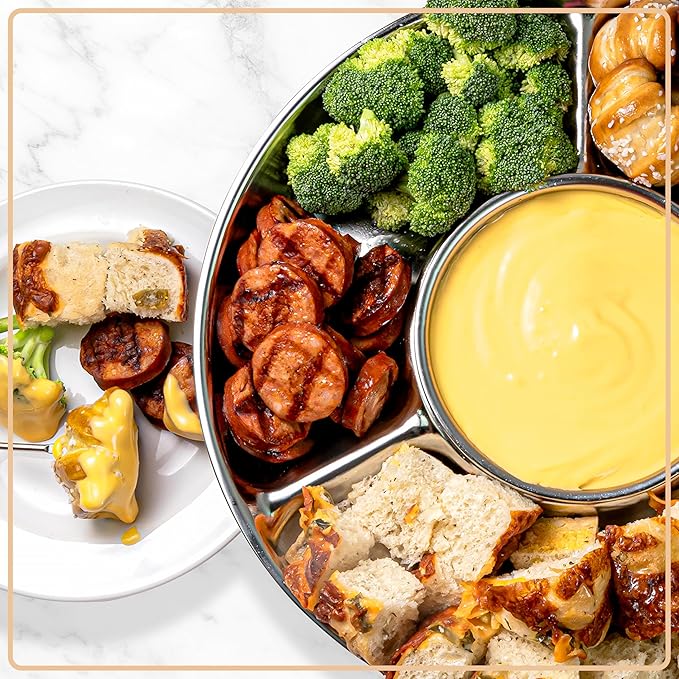 Nostalgia Electric Fondue Party Set – 10 oz Melting Pot, 4 Roasting Forks, & Detachable Serving Tray – Melted Cheese, Chocolate, or Dessert – Perfect for Gifts, Parties, Date Night – Stainless Steel