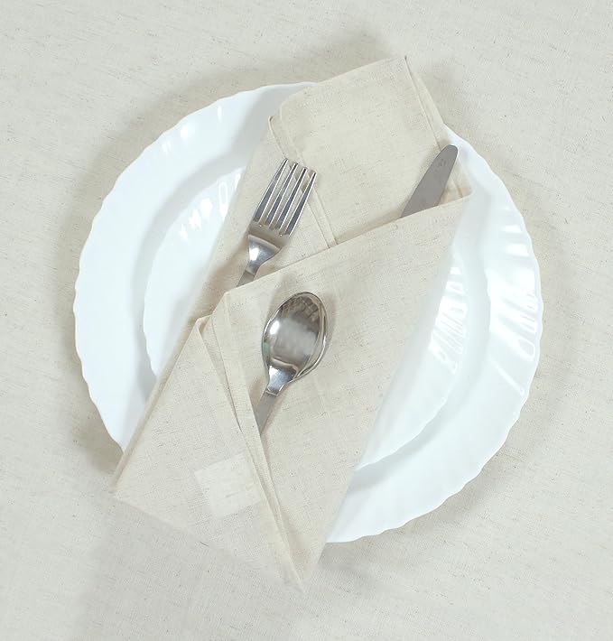 ANA Cloth Napkins Set of 12 (17.5x17.5) inch 100% Cotton Dinner Napkin Washable Hotel Quality Reusable Kitchen & Table Linen for Fall Thanksgiving Family Dinners Weddings & Everyday Use - Natural