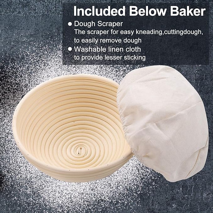 Wwyybfk Banneton Bread Proofing Basket, Sourdough Bread Baking Supplies, 9" Sourdough Bread Proofing Basket Baking Set