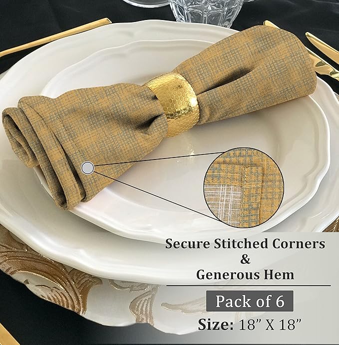 RUVANTI Cloth Napkins Set of 6 Cotton 100%, 18x18 Inches Napkins Cloth Washable, Soft, Absorbent. Cotton Napkins for Parties, Christmas, Thanksgiving, Weddings, Dinner Napkins Cloth - Wet Net