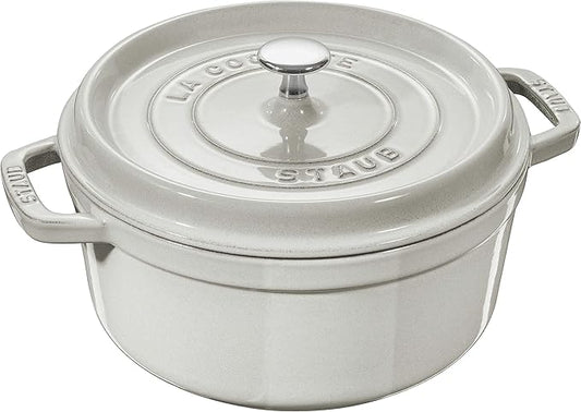 Staub Cast Iron 5.5-qt Round Cocotte - White Truffle, Made in France