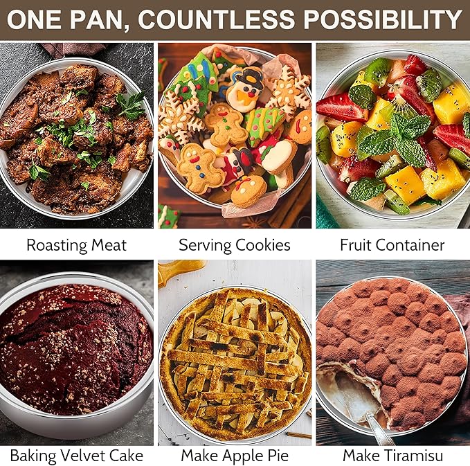 Homikit Round Cake Pan Set of 2, 8 Inch Stainless Steel Baking Layer Cake Pans, 2” Non Toxic Healthy Deep Nonstick Cake Tins, Leak-proof & Easy Releasing, Oven & Dishwasher Safe