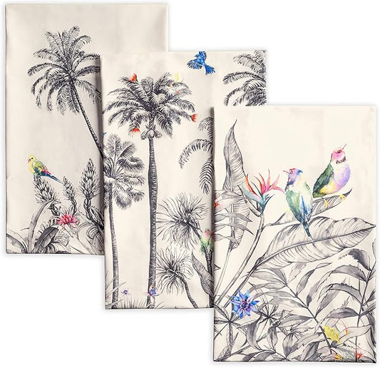 Maison d' Hermine Kitchen Towels Set of 3 100% Cotton 20" x 27.5" Reusable Cloth Tea Dish Towels Absorbent with Hanging Loop for Kitchen Dining Thanksgiving Christmas Decorations (Amazonia)