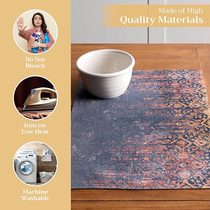 Maison d' Hermine Placemats Set of 4 100% Cotton Washable Cloth Place Mats, Reusable Table Mats for Thanksgiving Christmas Decorations Kitchen Dining Party Wedding Restaurant (Imperfection, 13" x 19")