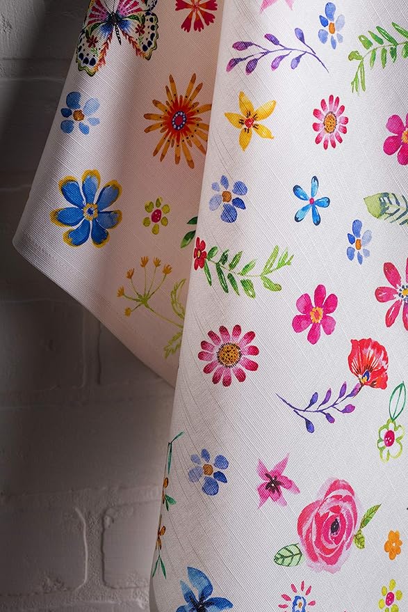 Maison d' Hermine Kitchen Towels Set of 3 100% Cotton 27.50" x 20" Reusable Cloth Tea Dish Towels Absorbent with Hanging Loop for Kitchen, Cocktail Parties Spring/Summer (Happy Florals - Sweety)